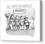 Farm Animals Lounging on Sofa Canvas Print