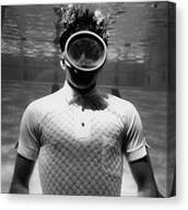 A Male Model Underwater In A Pool With A Scuba Canvas Print