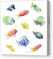Tropical Fish Round Canvas Print