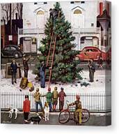 Tree In Town Square Canvas Print Tree In Town Square Canvas Print