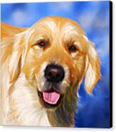 Happy Golden Retriever Painting Canvas Print by Michelle Wrighton