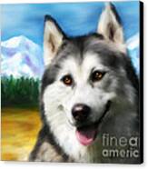 Smiling Siberian Husky  Painting Canvas Print by Michelle Wrighton
