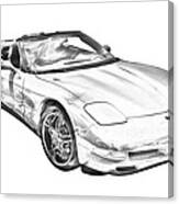 C5 Corvette Convertible Muscle Car Illustration Canvas Print