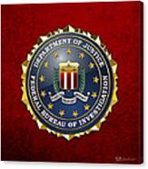 Federal Bureau Of Investigation - F B I Emblem On Red Velvet Canvas Print