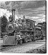 Locomotive Steam Black And White Canvas Print