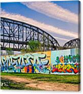 Mccarther Bridge And Grafiitti Flood Wall Canvas Print