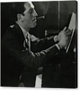 A Portrait Of George Gershwin At A Piano Canvas Print