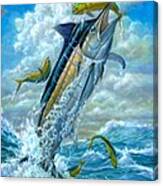 Big Jump Blue Marlin With Mahi Mahi Canvas Print