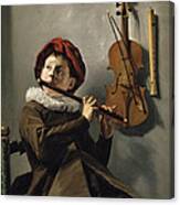 Boy Playing The Flute Canvas Print