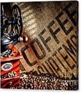Coffee Beans And Grinder #1 Canvas Print