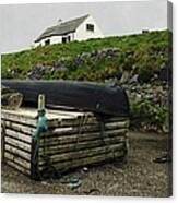 Cottage And Currach #1 Canvas Print