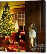 Door Opening Into A Christmas Living Room Digital Painting Canvas Print