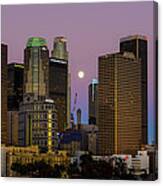 Downtown Los Angeles Moonrise #1 Canvas Print