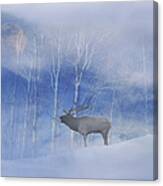 Elk And Moon #1 Canvas Print
