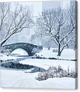 Gapstow Bridge Central Park Snowstorm #1 Canvas Print