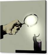 Hand Holding Magnifying Glass #1 Canvas Print