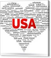 I Love Usa #1 Canvas Print