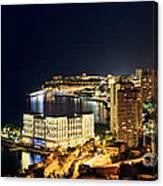 Monte Carlo Cityscape At Night #1 Canvas Print