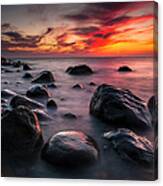 Rocks On A Beach At Sunset By The Sea #1 Canvas Print