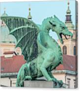 Slovenia, Ljubljana, Dragon Bridge #1 Canvas Print