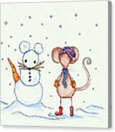 Snow Mouse And Friend #1 Canvas Print