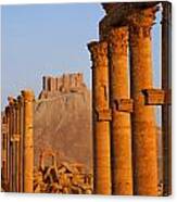The Colonnaded Street And The Arab Castle Palmyra #1 Canvas Print