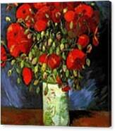 Vase With Red Poppies Canvas Print