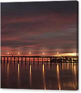 Ventura Pier At Sunset With Lights #1 Canvas Print