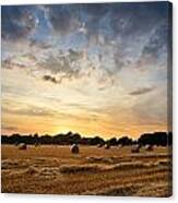 Stunning Summer Landscape Of Hay Bales In Field At Sunset #11 Canvas Print