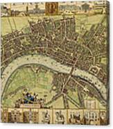17 Th Century Map Of London England Canvas Print