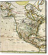 1789 Map Of North America Canvas Print