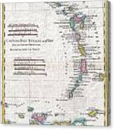 1780 Raynal And Bonne Map Of Antilles Islands Canvas Print
