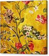 17th Century Embroidery On Silk Brocade Canvas Print