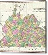 1827 Finley Map Of Virginia Canvas Print