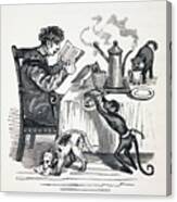 1836 Caricature Of Abesent Minded Prof. Canvas Print