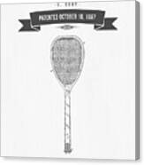 1887 Tennis Racket Patent Drawing - Retro Gray Canvas Print