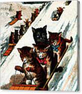 1887 Toboggan Cats Canvas Print