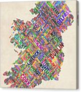 Ireland Eire City Text Map Canvas Print