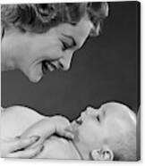 1950s Close-up Profile Of Smiling Canvas Print