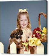 1960s Smiling Blond Child Girl Holding Canvas Print