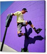 1990s Young Man Wearing Roller Blades Canvas Print
