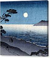 19th C. Moonlit Japanese Beach Canvas Print
