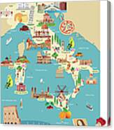 Cartoon Map Of Italy #2 Canvas Print