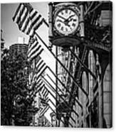 Chicago Macy's Clock In Black And White #2 Canvas Print