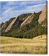 Flatirons With Golden Grass Boulder Colorado Canvas Print