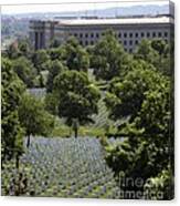Graves Of Arlington National Cemetery Roll Down To The Pentagon Canvas Print