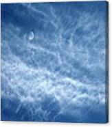 Moon In Cloudy Sky #2 Canvas Print
