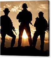 Silhouette Of United States Army #2 Canvas Print