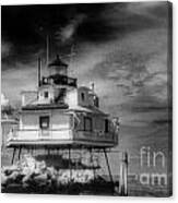 Thomas Point Shoal Lighthouse Black And White Canvas Print