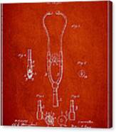 Vintage Stethoscope Patent Drawing From 1882 - Red Canvas Print